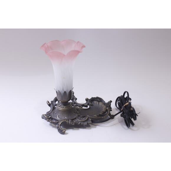 Tiffany Style, Flower Lamp with Trinket Tray, Lilt Tulip, Pink, ~ 250521-WH 717 - Picture 1 of 4